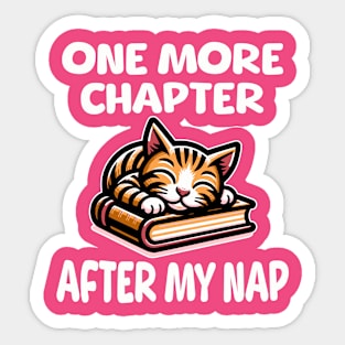 Tabby Cat sleeping on book Sticker